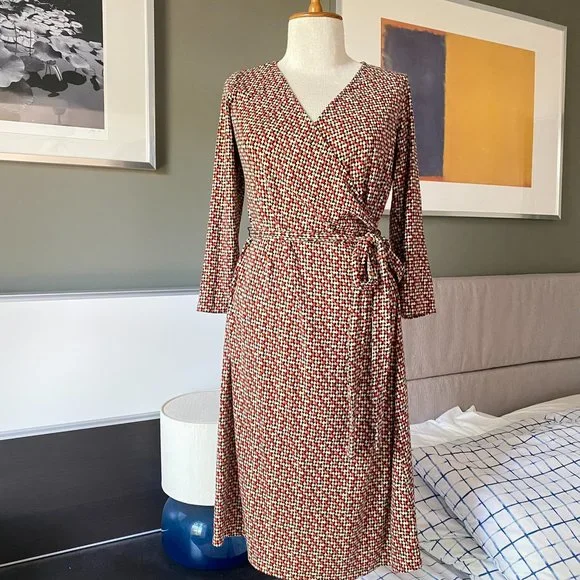 - Talbots Faux Wrap Dress in Beautiful Fall Colors Size SP - P - Picture 1 of 8
